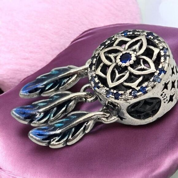 Dreamcatcher Feather Charm S925 Sterling Silver Dangle Bracelet Bohemian Tribal - Picture 8 of 9